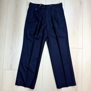 Cordovan & Grey Private Reserve Navy Wool Dress Pant Men 32x28 Pleated Korea VTG